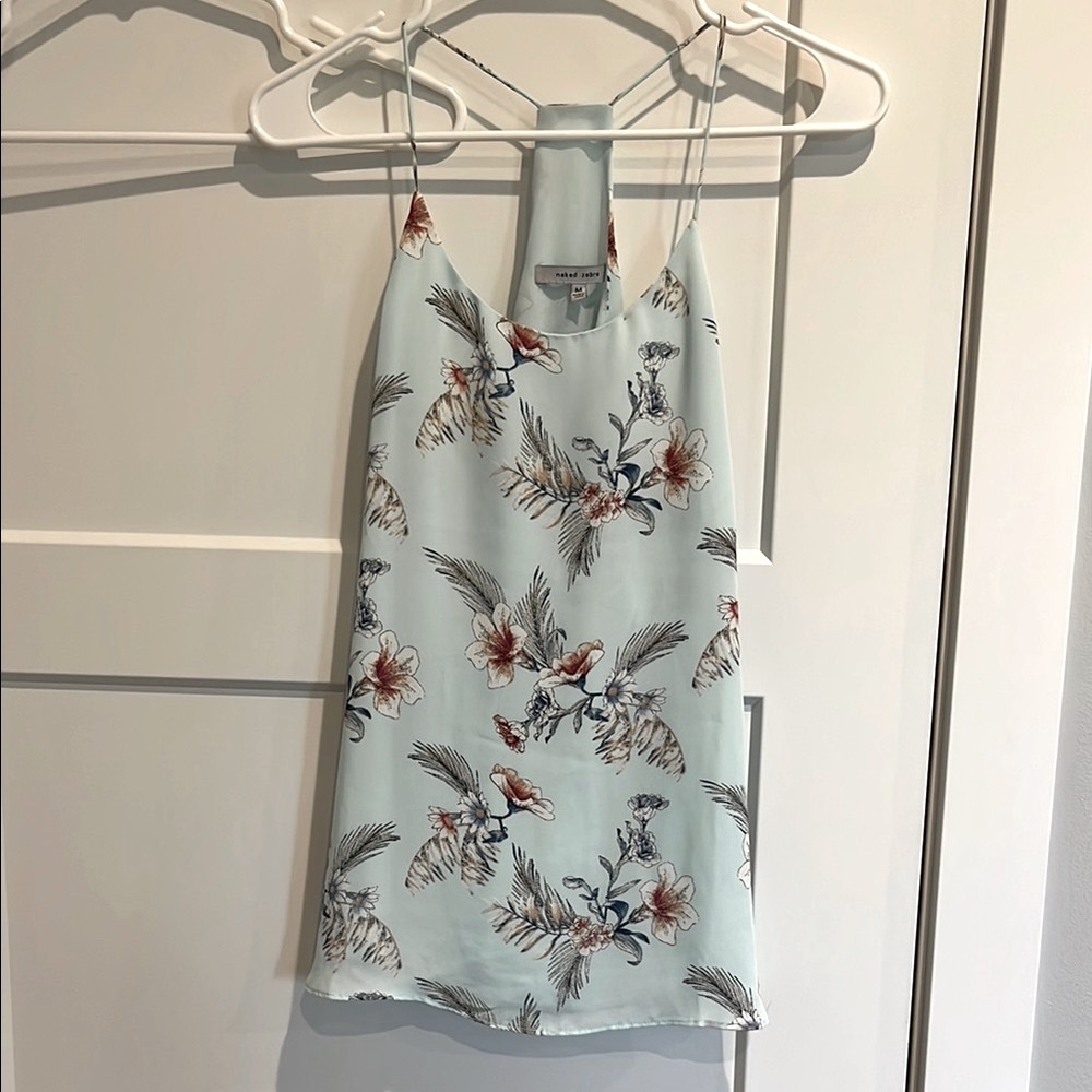 Naked Zebra Floral Print Blouse - Light Blue